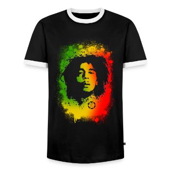 Ondoyance - Pochoir rasta - T-shirt contrasté Homme - noir/blanc - Devant - AI Model Female 172 light (172cm) & AI Model Male 178 light (178cm)