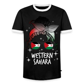 Sahara occidental - T-shirt contrasté Homme - noir/blanc - Devant - AI Model Female 172 light (172cm) & AI Model Male 178 light (178cm)