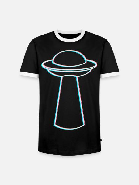 UFO Glitch – Ambiance rave et techno - T-shirt contrasté Homme - noir/blanc