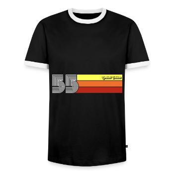 1955 Birthday born in 1955 Retro Vintage - Men's Ringer Shirt - black/white - Front - AI Model Female 172 light (172cm) & AI Model Male 178 light (178cm)