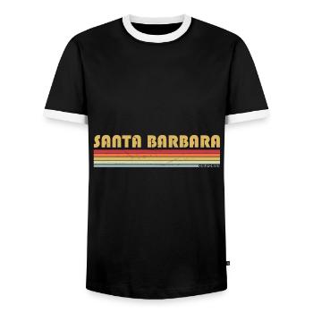 Santa Barbara Californien Surfer Sommer Retro - Männer Kontrast-T-Shirt - Schwarz/Weiß - Vorne - AI Model Female 172 light (172cm) & AI Model Male 178 light (178cm)