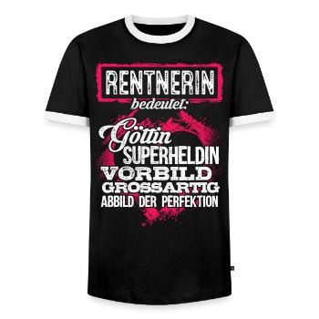 RENTNERIN - duden - Männer Kontrast-T-Shirt - Schwarz/Weiß - Vorne - AI Model Female 172 light (172cm) & AI Model Male 178 light (178cm)