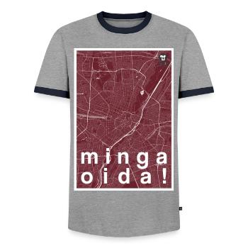 Munich hipster carte de la ville rouge minga oida! - T-shirt contrasté Homme - gris/marine  - Devant - AI Model Female 172 light (172cm) & AI Model Male 178 light (178cm)