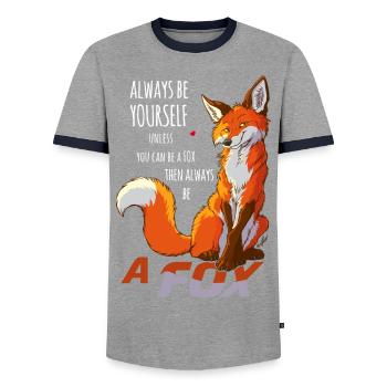 Sei immer du selbst, sei Fuchs - Männer Kontrast-T-Shirt - Grau/Navy  - Vorne - AI Model Female 172 light (172cm) & AI Model Male 178 light (178cm)