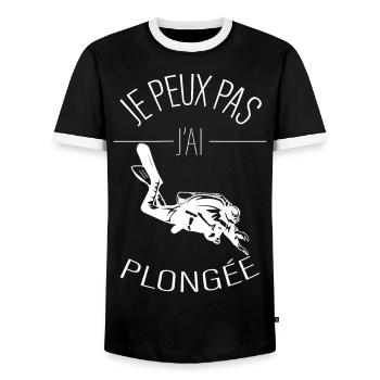 J'peux pas j'ai plongée - T-shirt contrasté Homme - noir/blanc - Devant - AI Model Female 172 light (172cm) & AI Model Male 178 light (178cm)