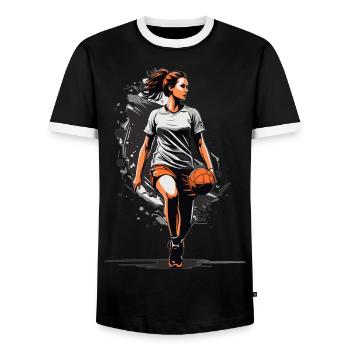 Handball Player: Iconic Streetwear Style - Men's Ringer Shirt - black/white - Front - AI Model Female 172 light (172cm) & AI Model Male 178 light (178cm)