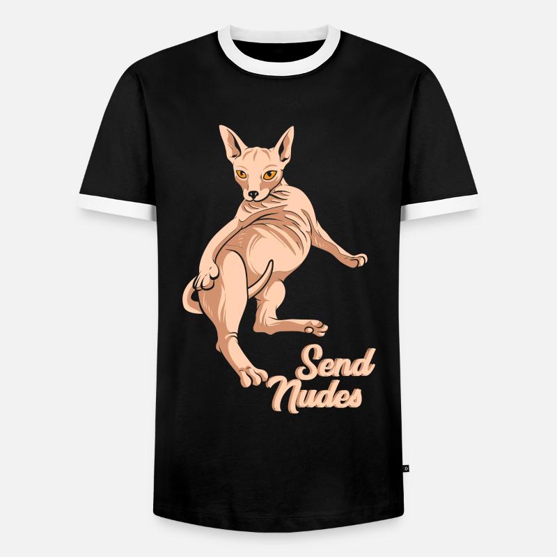 Sphynx Katze Send Nudes - Männer Kontrast-T-Shirt - Schwarz/Weiß