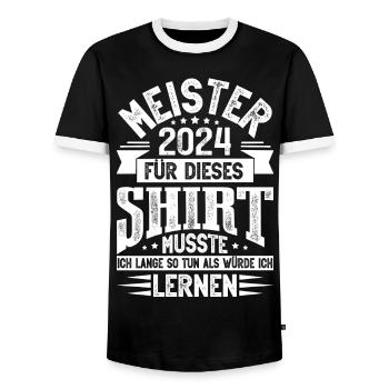 Meister 2024 Meisterprüfung Meisterbrief - Männer Kontrast-T-Shirt - Schwarz/Weiß - Vorne - AI Model Female 172 light (172cm) & AI Model Male 178 light (178cm)