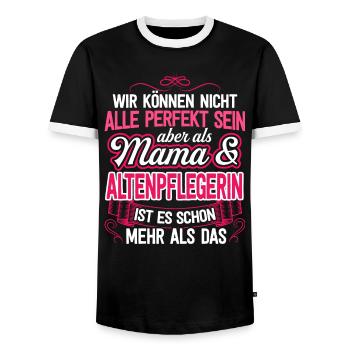 ALTENPFLEGERIN - Mama - Männer Kontrast-T-Shirt - Schwarz/Weiß - Vorne - AI Model Female 172 light (172cm) & AI Model Male 178 light (178cm)