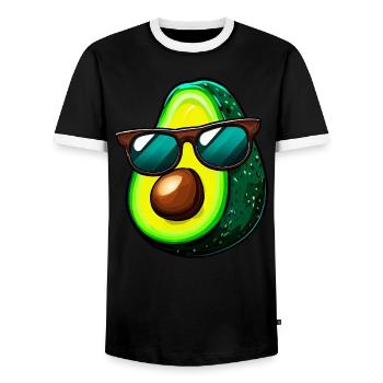 Cool Kawaii Avocado Charming Fruit Design - Men's Ringer Shirt - black/white - Front - AI Model Female 172 light (172cm) & AI Model Male 178 light (178cm)