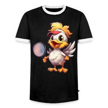 Joueurs de tennis de poulet joyeux - Drôle - T-shirt contrasté Homme - noir/blanc - Devant - AI Model Female 172 light (172cm) & AI Model Male 178 light (178cm)