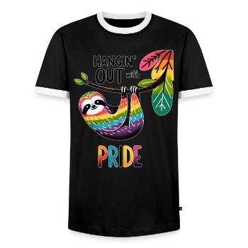 Fierté LGBTQ Mois de la fierté paresseux - T-shirt contrasté Homme - noir/blanc - Devant - AI Model Female 172 light (172cm) & AI Model Male 178 light (178cm)