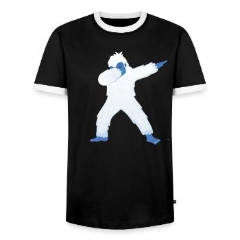Dabbing Yeti Dab Dance - Men's Ringer Shirt - black/white - Front - AI Model Female 172 light (172cm) & AI Model Male 178 light (178cm)