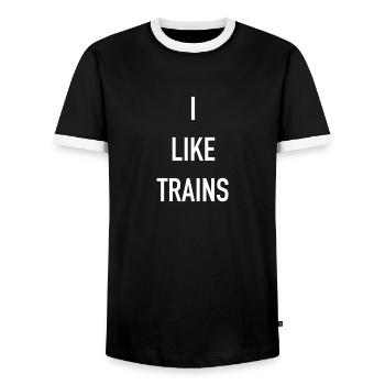 Ich Mag Züge Online Gaming Nerdy - Männer Kontrast-T-Shirt - Schwarz/Weiß - Vorne - AI Model Female 172 light (172cm) & AI Model Male 178 light (178cm)