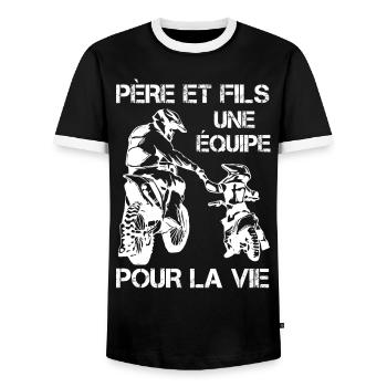 Père Et Fils Une Équipe Pour La Vie - T-shirt contrasté Homme - noir/blanc - Devant - AI Model Female 172 light (172cm) & AI Model Male 178 light (178cm)