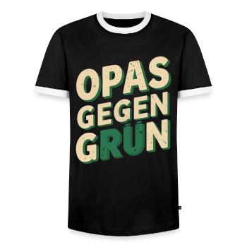 OPAS GEGEN GRÜN Grüne nein Danke - Männer Kontrast-T-Shirt - Schwarz/Weiß - Vorne - AI Model Female 172 light (172cm) & AI Model Male 178 light (178cm)