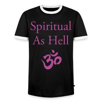 Spiritual As Hell - Männer Kontrast-T-Shirt - Schwarz/Weiß - Vorne - AI Model Female 172 light (172cm) & AI Model Male 178 light (178cm)