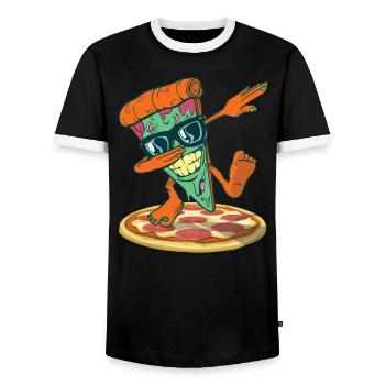 Dabbende Pizza - T-shirt contrasté Homme - noir/blanc - Devant - AI Model Female 172 light (172cm) & AI Model Male 178 light (178cm)