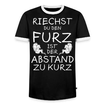 Riechen Furz Abstand Lustiger Spruch Pups Geschenk - Männer Kontrast-T-Shirt - Schwarz/Weiß - Vorne - AI Model Female 172 light (172cm) & AI Model Male 178 light (178cm)