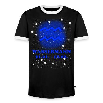 Wassermann Sternzeichen Symbol - Männer Kontrast-T-Shirt - Schwarz/Weiß - Vorne - AI Model Female 172 light (172cm) & AI Model Male 178 light (178cm)