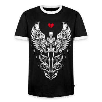 Squelette avec des ailes Anti Saint Valentin - T-shirt contrasté Homme - noir/blanc - Devant - AI Model Female 172 light (172cm) & AI Model Male 178 light (178cm)