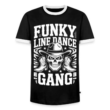 Funky Line Dance Gang - Men's Ringer Shirt - black/white - Front - AI Model Female 172 light (172cm) & AI Model Male 178 light (178cm)