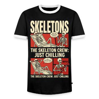 Skeleton Crew Just Chilling - Männer Kontrast-T-Shirt - Schwarz/Weiß - Vorne - AI Model Female 172 light (172cm) & AI Model Male 178 light (178cm)