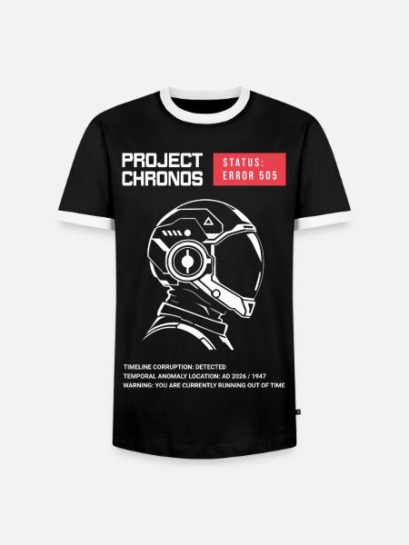 Project Chronos Cyberpunk - Lustiges Sci-Fi - Männer Kontrast-T-Shirt - Schwarz/Weiß