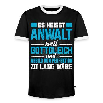 ANWALT - Perfekt - Männer Kontrast-T-Shirt - Schwarz/Weiß - Vorne - AI Model Female 172 light (172cm) & AI Model Male 178 light (178cm)