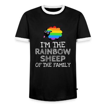 Rainbow Sheep Queer Gay Pride Mois LGBTQ - T-shirt contrasté Homme - noir/blanc - Devant - AI Model Female 172 light (172cm) & AI Model Male 178 light (178cm)