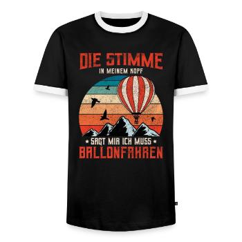 Ballonfahrt Ballonfahrer Ballonflug Ballonfahren - Männer Kontrast-T-Shirt - Schwarz/Weiß - Vorne - AI Model Female 172 light (172cm) & AI Model Male 178 light (178cm)