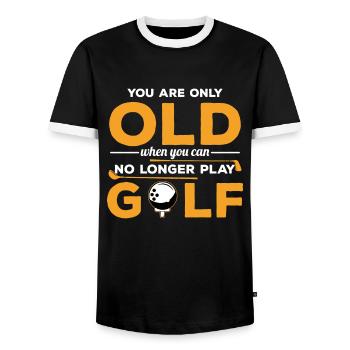 Golfspieler Golfplatz Golfwagen Golf Sport Golf - Männer Kontrast-T-Shirt - Schwarz/Weiß - Vorne - AI Model Female 172 light (172cm) & AI Model Male 178 light (178cm)