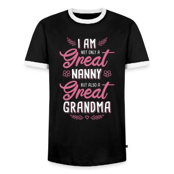 Assistante maternelle Nounou Grand-mère Baby-sitter - T-shirt contrasté Homme - noir/blanc - Devant - AI Model Female 172 light (172cm) & AI Model Male 178 light (178cm)