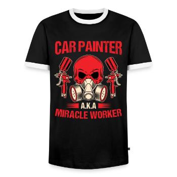 Karosserielackierer Automechaniker Autolackierer - Männer Kontrast-T-Shirt - Schwarz/Weiß - Vorne - AI Model Female 172 light (172cm) & AI Model Male 178 light (178cm)