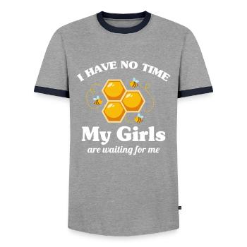 Ruche Apiculture Abeilles Miel Apiculteurs - T-shirt contrasté Homme - gris/marine  - Devant - AI Model Female 172 light (172cm) & AI Model Male 178 light (178cm)