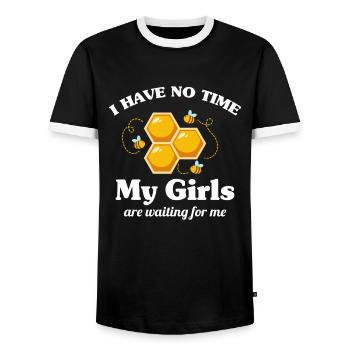 Ruche Apiculture Abeilles Miel Apiculteurs - T-shirt contrasté Homme - noir/blanc - Devant - AI Model Female 172 light (172cm) & AI Model Male 178 light (178cm)