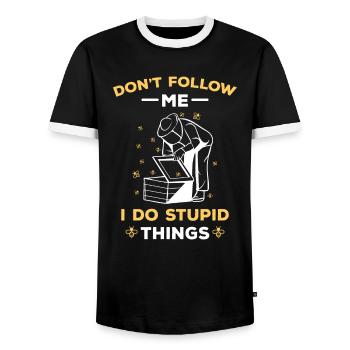 Ruche Apiculture Abeilles Miel Apiculteurs - T-shirt contrasté Homme - noir/blanc - Devant - AI Model Female 172 light (172cm) & AI Model Male 178 light (178cm)
