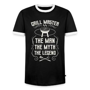 Barbecue Grill Grill Accessories BBQ Grill Master Grill Grill - Men's Ringer Shirt - black/white - Front - AI Model Female 172 light (172cm) & AI Model Male 178 light (178cm)