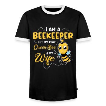 Ruche Apiculture Abeilles Miel Apiculteurs - T-shirt contrasté Homme - noir/blanc - Devant - AI Model Female 172 light (172cm) & AI Model Male 178 light (178cm)