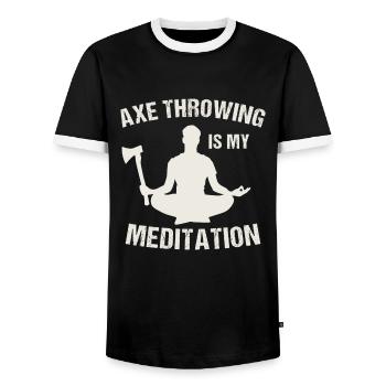Axe ThrowIng Axe Double Axe Thrower - Men's Ringer Shirt - black/white - Front - AI Model Female 172 light (172cm) & AI Model Male 178 light (178cm)