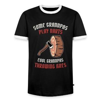 Axe ThrowIng Axe Double Axe Thrower - Men's Ringer Shirt - black/white - Front - AI Model Female 172 light (172cm) & AI Model Male 178 light (178cm)