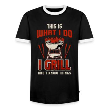 Barbecue Grill Grill Accessories BBQ Grill Master Grill Grill - Men's Ringer Shirt - black/white - Front - AI Model Female 172 light (172cm) & AI Model Male 178 light (178cm)