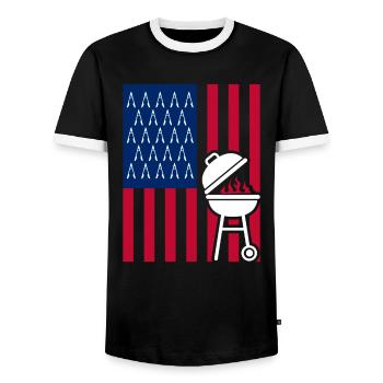 Barbecue Grill Grill Accessories BBQ Grill Master Grill Grill - Men's Ringer Shirt - black/white - Front - AI Model Female 172 light (172cm) & AI Model Male 178 light (178cm)