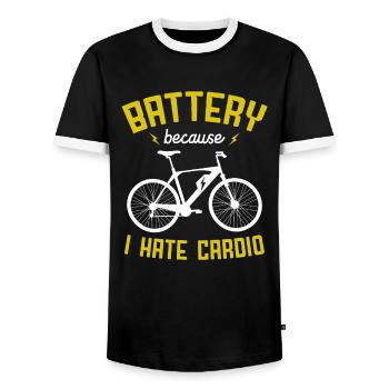 Elektrofahrrad Akku Batterie Fahrrad E-Bike - Männer Kontrast-T-Shirt - Schwarz/Weiß - Vorne - AI Model Female 172 light (172cm) & AI Model Male 178 light (178cm)