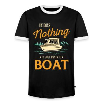 Bateau de sport Racing Boat Propriétaire de bateau Capitaine Motorboat - T-shirt contrasté Homme - noir/blanc - Devant - AI Model Female 172 light (172cm) & AI Model Male 178 light (178cm)