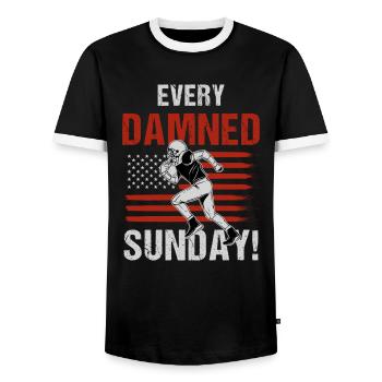 Joueur de football américain Sports American Football - T-shirt contrasté Homme - noir/blanc - Devant - AI Model Female 172 light (172cm) & AI Model Male 178 light (178cm)