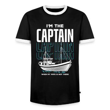 Bateau de sport Racing Boat Propriétaire de bateau Capitaine Motorboat - T-shirt contrasté Homme - noir/blanc - Devant - AI Model Female 172 light (172cm) & AI Model Male 178 light (178cm)