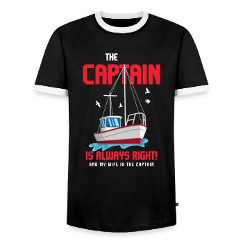 Bateau de sport Racing Boat Propriétaire de bateau Capitaine Motorboat - T-shirt contrasté Homme - noir/blanc - Devant - AI Model Female 172 light (172cm) & AI Model Male 178 light (178cm)