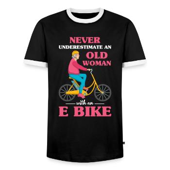 Elektrofahrrad Akku Batterie Fahrrad E-Bike - Männer Kontrast-T-Shirt - Schwarz/Weiß - Vorne - AI Model Female 172 light (172cm) & AI Model Male 178 light (178cm)