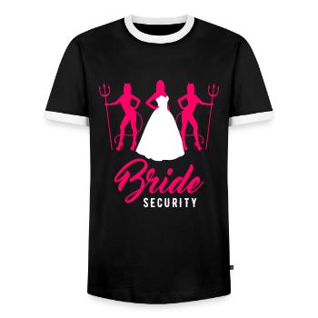 Bachelor Party Wedding Bride Security - Men's Ringer Shirt - black/white - Front - AI Model Female 172 light (172cm) & AI Model Male 178 light (178cm)